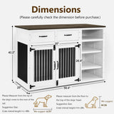 Lovupet Solid Wood Dog Crate Furniture, Medium Dog Cage with Adjustable Shelf and Storage Cabinet, 1775 Lovupet