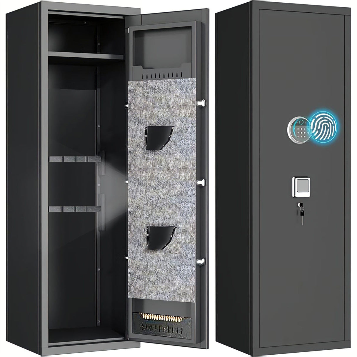 5-8 Biometric Gun Safe for Home, Large Capacity Rifle & Pistol Safe with Quick-Access Lock, Ammo Storage, No Assembly Required (52"H*12"W*11''D) Leariso
