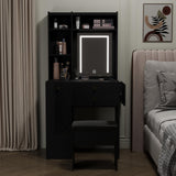 ARTETHYS Vanity Desk with Mirror and Lights Black Vanity Set with Storage Chair Dressing Table with Drawer Makeup Desk with Fold-up Panel for Bedroom ARTETHYS