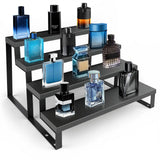 Wood Cologne Organizer for Men,12 Inch 4 Tier Cologne Stand Waterproof Perfume Organizer for Dresser with Anti-Slip Washers,Wooden Display Risers Stand for Party,Makeup,Figures,Cupcake,Perfume,Dessert HomePekite