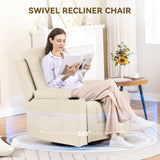 COMHOMA OMHOMA Recliner Chair, Swivel Rocker Recliners, Massage and Heat Reclining Chair, Reclining Sofa with Side Pockets, Cup Holders for Living Room, Bedroom (White) COMHOMA