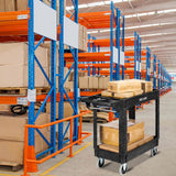 TUFFIOM Plastic Service Utility Cart with Wheels, 550lbs Capacity Heavy Duty Tub Storage Cart W/Deep Shelves, Multipurpose Rolling 2-Tier Mobile TUFFIOM