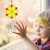 Winlyn 24 Sets Lotus Flower Suncatcher Wind Chimes Decorations DIY Window Paint Art Stickers Craft Kits Flower Sun Catchers for Kids Classroom Birthday Spring Summer Party Activities Art Project Winlyn