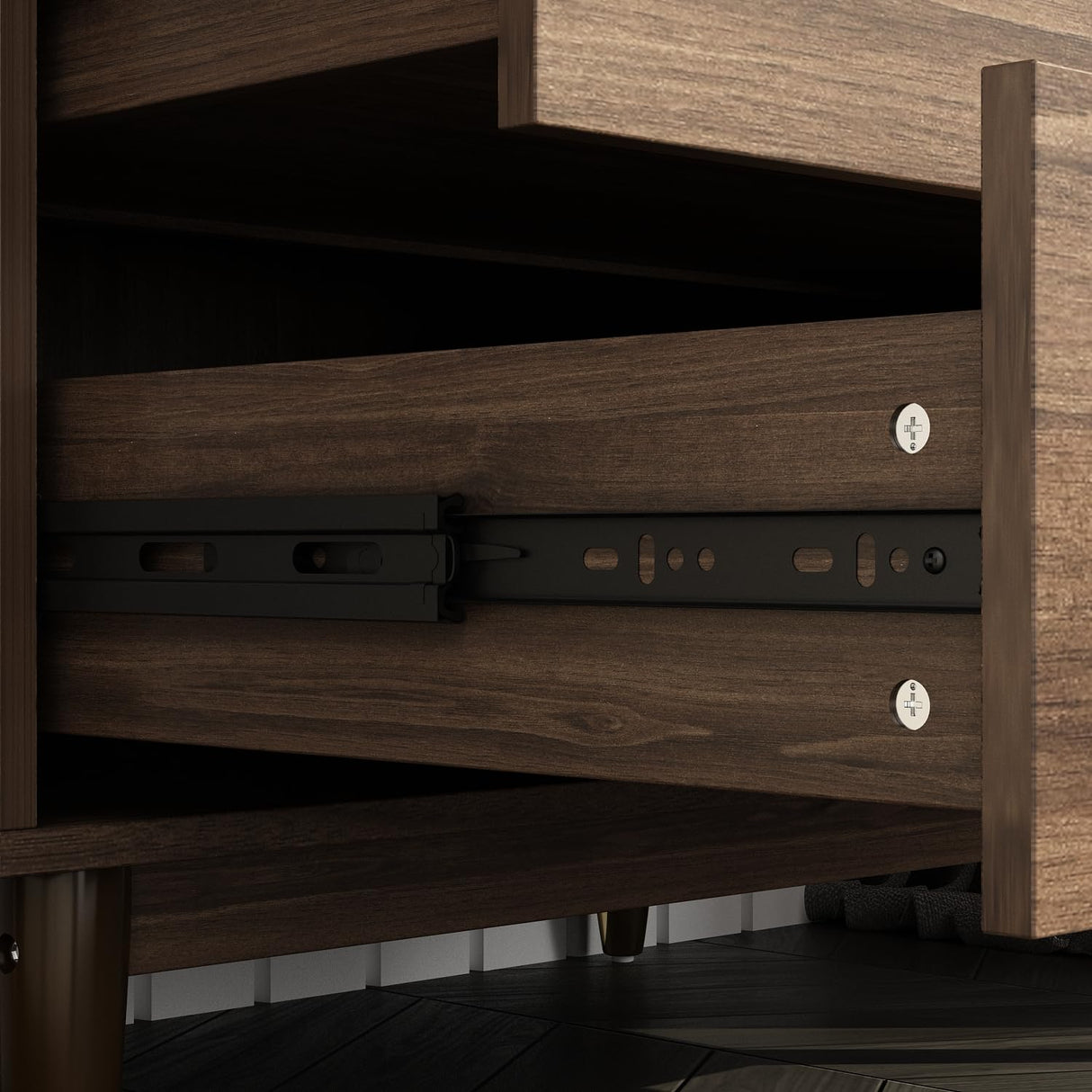 Hitow Wardrobe Armoire Closet with 2 Doors, Wardrobe Cabinet with 2 Drawers & Hanging Rod, Bedroom Armoire Clothes Organizer with Gold Handles, Type B Brown (31.5" W x 19.1" D x 65.1" H) Hitow