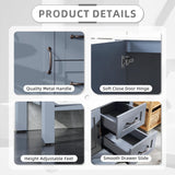 Homecart 30" Bathroom Vanity Cabinet Modern Freestanding Cabinet with Marble Pattern Countertop, Grey, Basin not Included Homecart