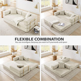 4-in-1 Folding Convertible Sofa Bed, 78 Inch Boneless Couch with Fixed-Shape Frame, Corduroy Loveseat Sleeper with Pull Out Bed, Floor Sofa Modular Futon Couch for Living Room Bedroom Lounge (Beige) ivoros