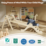 Pikler Triangle Set 7in1 Toddler Climbing Toys Indoor Foldable Baby Climbing Toys Wooden Montessori Climbing Set with Arch, Ramp, Ladder for 1-3 Years, Jungle Gym for Kids (Natural) doowroodni