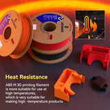 JUSTMAKER ABS Matte 3D Printer Filament, Upgraded Strength Heat Resistant Filament, Matte Surface with Cardboard Spool, Dimensional Accuracy +/-0.03mm, 1.75mm, 1 kg (2.2 lbs), Black JUSTMAKER