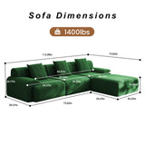 Rlzcvt 113" Modular Sectional Sofa,Modern L Shaped Cloud Sectional Couch with Movable Ottoman,Comfy Foam Boneless Couches for Living Room, 4 Seater Convertible Sofa,No Assembly Required,Green Rlzcvt