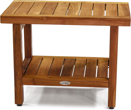AquaTeak The Original 24" Spa Teak Shower Bench with Shelf AquaTeak