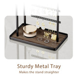 susswiff Jewelry Holder Organizer Stand - Adjustable Tall 17.5" (Max), Sturdy Jewelry Hanger for Necklaces, Earrings, Bracelets, Rings, Jewlery Display and Storage, Black, Metal susswiff