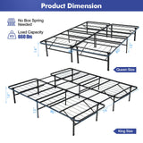 Giantex Folding Bed Frame, Queen/King Size Portable Bed Base for Kids, Teens & Adults, Tool-Free Assembly, No Box Spring Needed, 660 LBS Capacity, Steel Platform Bed Giantex