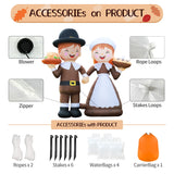 6ft Tall LED Lighted Inflatable Pilgrim Boy and Girl – Thanksgiving Holiday Yard Decoration for Outdoors, Christmas, Fall Decor – Blow Up Lawn Decorations with Built-in LED Lights for Garden, Party DomKom