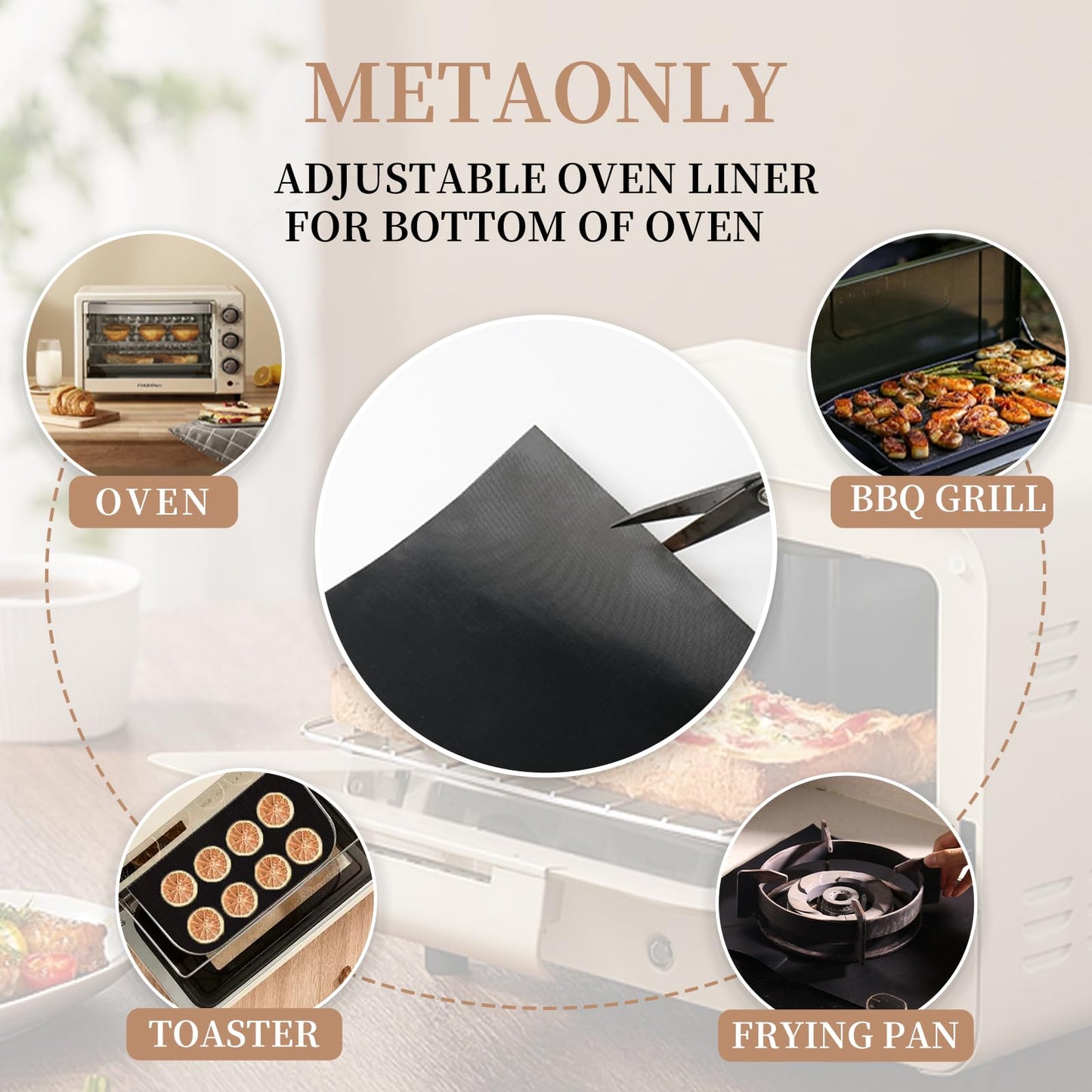 METAONLY Grill Mats For Outdoor Grill, Bbq Grill Cooking Mat, Bbq Grilling Mat, Non Stick Grill Sheets 17" X 25"，4 Pack