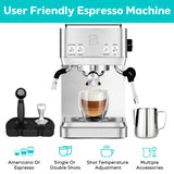 CASABREWS Espresso Machines with Milk Frother, 20 Bar Espresso Maker with Hot Water Wand for Americano, Latte, Cappuccino, Espresso Coffee Machine with Adjustable Temperature, Gifts for Coffee Lovers CASABREWS