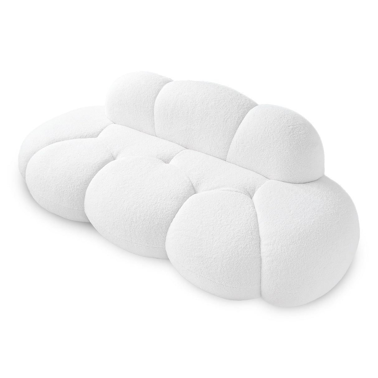 JACH 3 Seater Cloud Sofa for Living Room, Modern Sherpa Upholstered Sofa, Minimalist Leisure Couch, Comfy Cloud Couch for Apartment, Small Space, No Assembly Required (White) JACH
