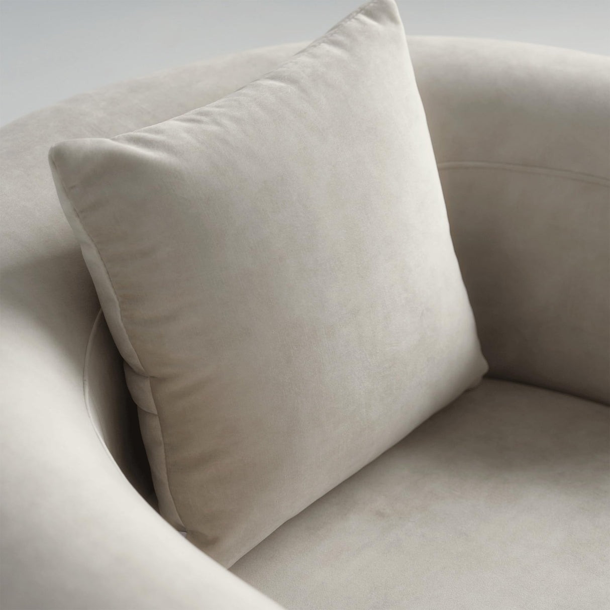 Acanva Luxury Modern Tight Curved Back Velvet Sofa, Minimalist Style Comfy Couch for Living Room Apartment Reception Space, Cream Single Chair Acanva