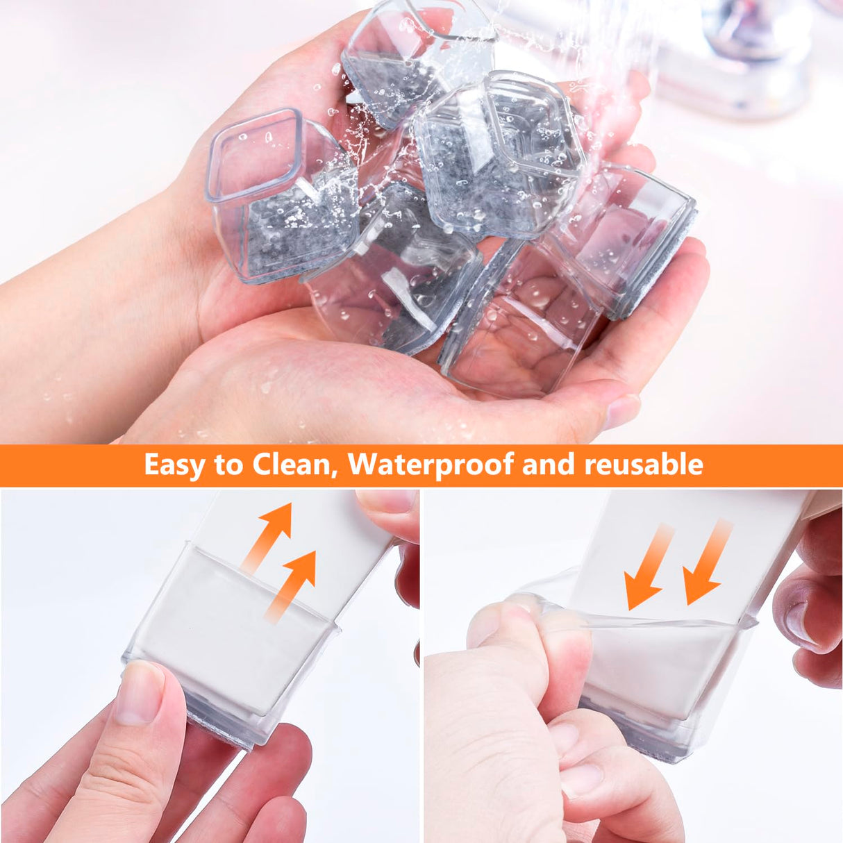 BAIPOK 36pcs Square Chair Leg Floor Protectors, Furniture Felt Pads for Hardwood Floors, Furniture Sliders for Chair Legs, Floor Protectors for Chairs, Silicone Chair Leg Caps Cover, Large, Clear BAIPOK