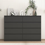 Vibe & Dine 8 Drawer Double Dressser, Modern Chest of Drawers with Wide Storage for Closet, Bedroom, Living Room, Black Vibe & Dine
