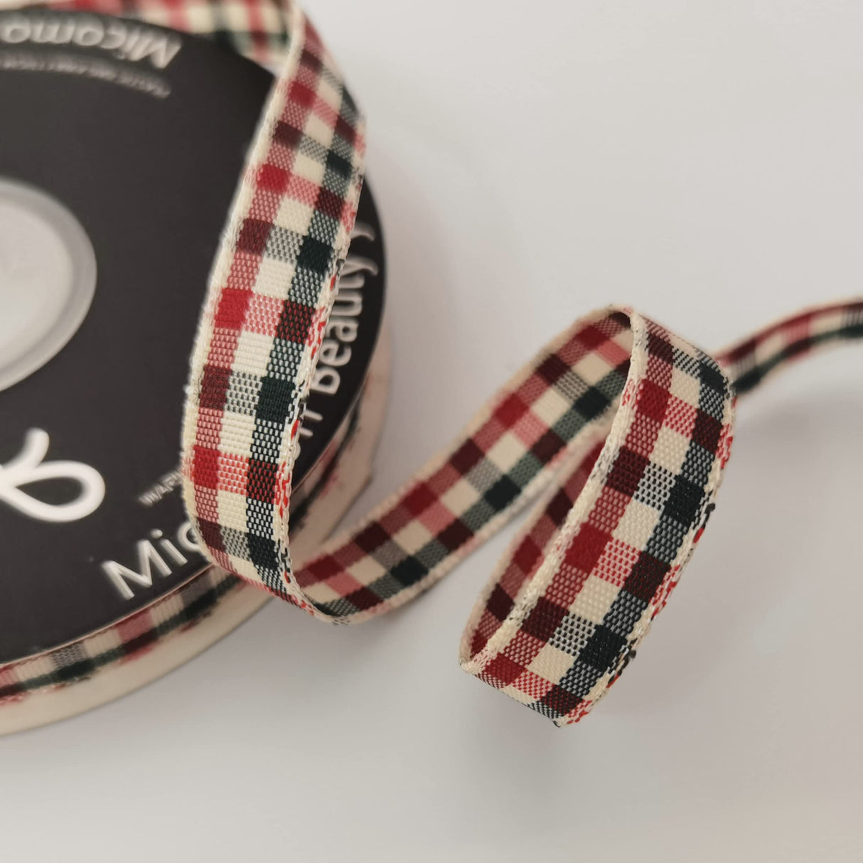 Micomon Gingham Ribbon - Red & Green Checkered Christmas Ribbon, 25 Yards Each Roll, 100% Polyester (3/8") Micomon