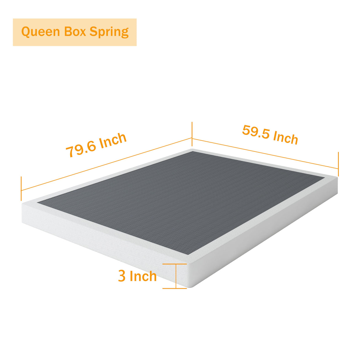 SHLAND Box Spring Queen - 3 Inch Heavy Duty Low Profile Metal Queen Box Springs for Bed, Mattress Foundation, Easy Assembly,Easy Clean Cover SHLAND