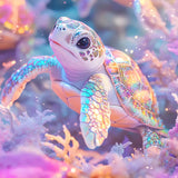 Pink Turtle Diamond Art Kits for Adults, Animal Sea Turtle Diamond Painting for Beginners, Diamond Dot, Dimond Art Paintings Kit, Gem Painting Kit, Crafts for Adults Home Wall Decor Gifts (14x14inch) Rekxtmo