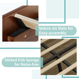 LUXOAK Mid-Century Solid Wood King Bed Frame with Headboard - No Box Spring Required LUXOAK