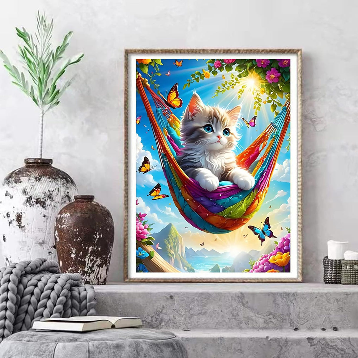 SAIMIUBO Diamond Art Kits for Adults,Cat Full Drill Diamond Painting for Beginners,Round 5D DIY Diamond Dots Paintings,Diamond Art Painting Home Wall Decor 12x16 inch SAIMIUBO