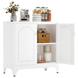 Metal Storage Cabinet with 2 Doors, 48" H White Sideboard Cabinet, Small Kitchen Pantry with Adjustable Shelf, Coffee Bar Cabinets, Storage Cabinets for Kitchen, Pantry, Living Room, Office MetalMax