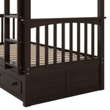 Merax Twin Over Twin Bunk Bed with 2 Storage Drawers and Ladder, Can be Devided into 2 Beds, No Spring Box Needed, Expresso Merax
