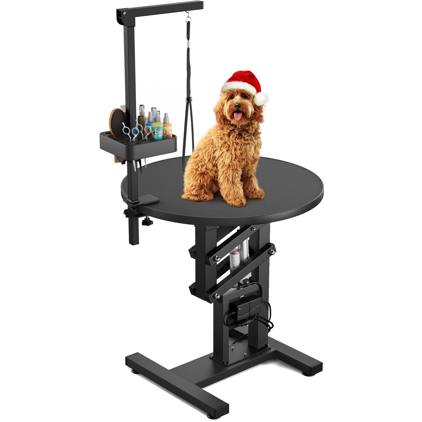 YITAHOME Electric Lift Dog Grooming Table 24" Rotating Desktop Pet Grooming Table for Dogs at Home, Adjustable Overhead Arm & Tool Organizer Dog Grooming Station, Black - WoodArtSupply