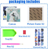 2 Pack Diamond Art Kits for Kids with Frame, DIY 5D Diamond Painting by Numbers for Beginners, Fun Arts and Crafts for Boys and Girls Ages 6-8-12, 6″ x 6″ Cat and Dog Animal Design Temiaode