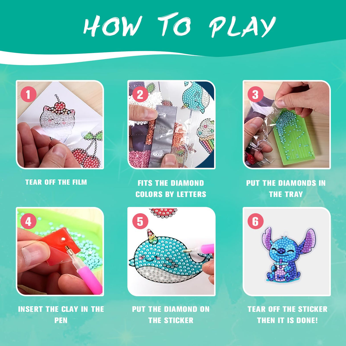 FFPTBNYX 27 Pcs Diamond Art Kits for Beginners, Cute DIY Diamond Arts Mosaic Kits & Stickers & Keychains.Arts and Crafts for Beginners, Gem Art As Ideal Gifts FFPTBNYX