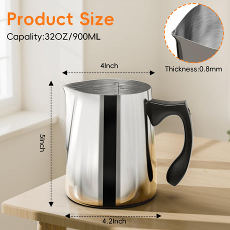 CasaCulina Candle Making Pouring Pot, 32oz Stainless Steel Wax Melting Pot with Heat-Resistant Handle, Double Boiler Candle Making Pitcher with Dripless Pouring Spout Design CasaCulina