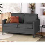 TYBOATLE Linen Fabric Modern Small Loveseat Sofa Couch for Living Room, 51" W Little Upholstered 2-Seater Mini Love Seats w/Iron Legs for Small Space, Apartment, Bedroom, Dorm, Office (Dark Grey) TYBOATLE