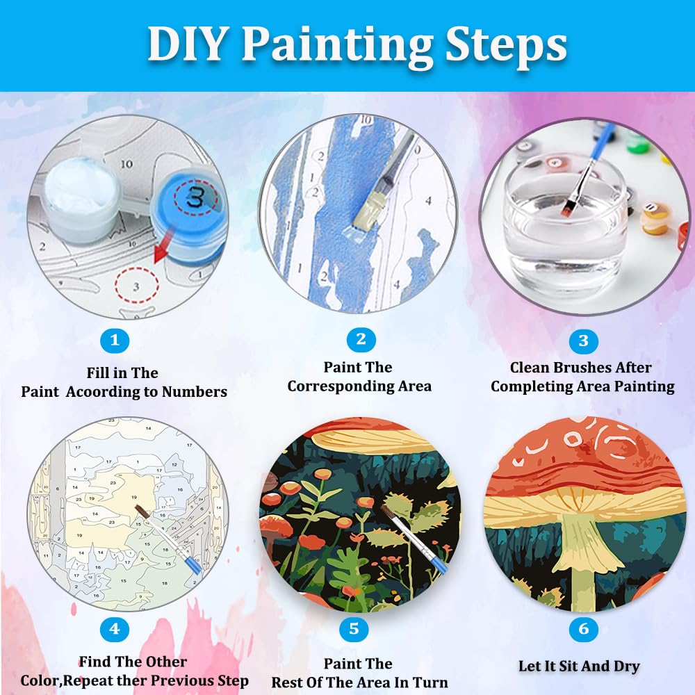Artunion Mushroom Paint by Numbers for Adults, Forest Paint by Number Kits, DIY Oil Painting Paint by Number Kits on Canvas Arts Craft for Home Wall Decor 16x20 Inch Artunion