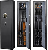 Rifle Gun Safe, Quick Access Long Gun Safe, 5-6 Gun Metal Rifle Gun Security Cabinet for Rifle with/Without Scope with Separate Handgun Rest, Lockbox and Removable Shelf BBRKIN