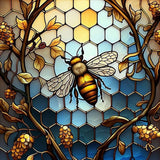 Stalente Diamond Painting Kits for Adults, 5D DIY Diamond Art Kits for Beginners Round Full Drill Diamond Painting for Home Wall Decoration Gift 12×12inch, Stained Glass Bee Stalente
