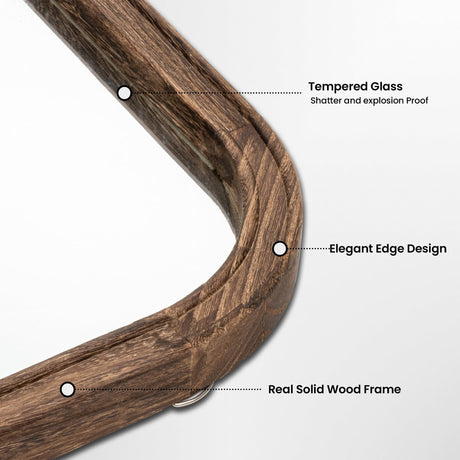 Acovy 20"x30" Solid Wood Bathroom Mirror Arch Tempered Glass for Wall Mounted, Rustic Wood Frame Wall Mirror Decorative for Living Room Bedroom Vanity Mirror Entryway Mirror, Rustic Brown Acovy