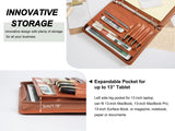 Free Engraved Name, Personalized Portfolio Binder Organizer, PU Leather Custom 3 Ring Binder Padfolio, Zipper Binder Business Document Ordner with A4 Writing Pad, Corporate Gift, Customized, Brown AZXCG