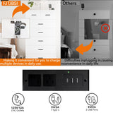 FJTJBSI 47.3" Tall Dresser for Bedroom Chests of Drawers with Charging Station 7 Drawer Dressers with Metal Slide Rail Modern Wood Closet Organizer with Large Storage for Home Office Entryway FJTJBSI