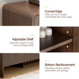 ONBRILL 60" Sideboard Buffet Cabinet with Storage, Curved Design Farmhouse Coffee Bar Cabinet with 4 Doors & Adjustable Shelves for Living Room, Kitchen, Hallway, Walnut ONBRILL