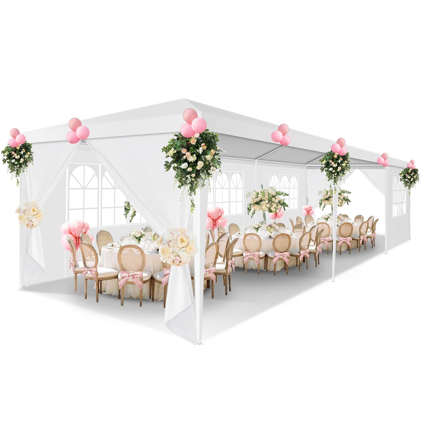 HOTEEL Party Tent 10x30, Tents for Parties with 8 Removable Sidewalls, Waterproof Patio Gazebo, Outdoor Tent for Weddings and Events - WoodArtSupply