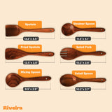 Riveira's 6-Piece Dark Brown Wooden Spoons for Cooking - Elegant Kitchen Essentials/Kitchen Utensils Set for Every Culinary Need Spatula Riveira