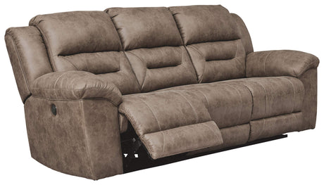 Signature Design by Ashley Stoneland Faux Leather Power Reclining Sofa, Light Brown Signature Design by Ashley