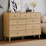 Chrangmay 9 Drawers Dresser for Bedroom,35.4" Tall Wood Rustic Modern Chest of Drawers with Natural Texture,with Anti-Tipping Device, Storage Dressers Organizer for Bedroom, Living Room,Yellow Chrangmay