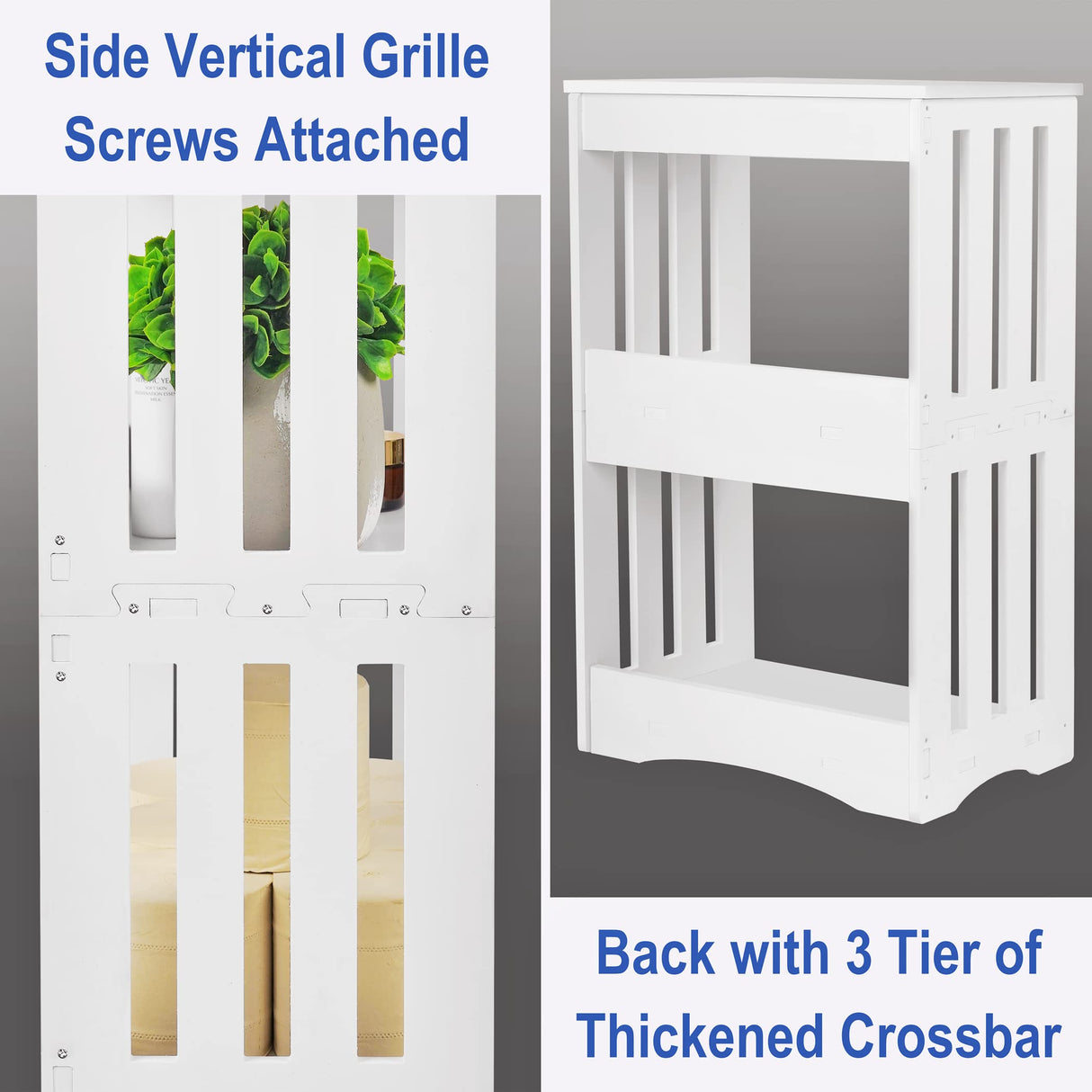 HAYOFAMY 3-Tier End Table Nightstand White, Narrow Side Table with Storage Shelf, Small Bookshelf Bedside Table for Bedroom, Living Room, Office, Bathroom HAYOFAMY