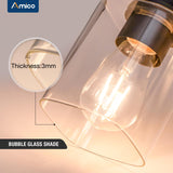 Amico 3-Light Bathroom Vanity Light Fixtures, Rustic Industrial Painted Wood Vanity Lights for Bathroom, Vintage Black Wall Sconces Bathroom Vanity Lighting with Clear Glass Shade Amico