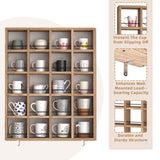 WYJREES Wooden Coffee Mug Display Rack, Wall Mounted Coffee Cup Display Shelf, Hold 24 Mugs, Rustic Shot Glass Display Case, Coffee Mug Holder Organizer for Kitchen, Coffee Station (23.6 * 29.5in) WYJREES