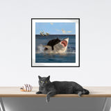 Piegricdiat Diamond Painting Kits,Cat Shark Diamond Art Kits for Adults Cross Stitch Full Drill Shiny Diamond Embroidery Pictures Arts Craft for Home Wall Decor Gift 16X16in/40x40cm-1 Piegricdiat